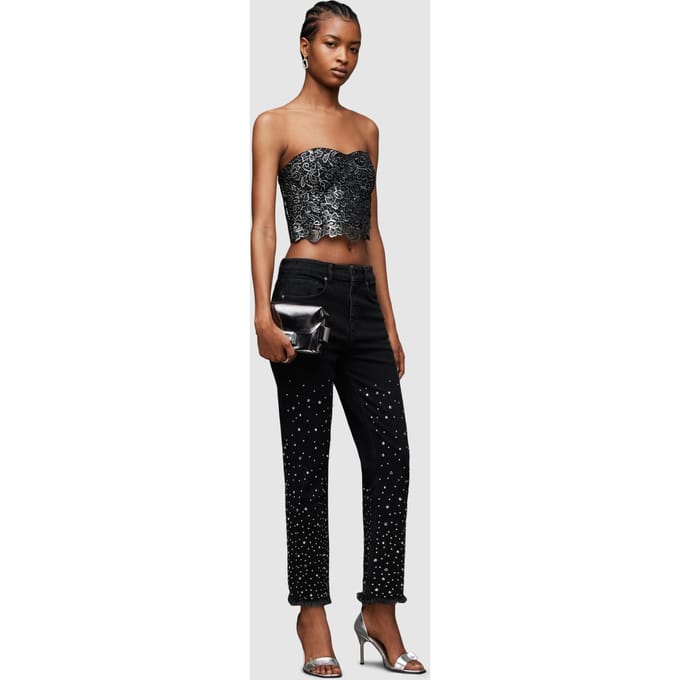 AllSaints Evie Studded Jean Washed Black Taglia: W26 | Jeans Outlet | Donna | Nero