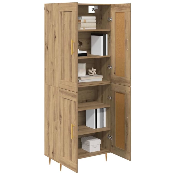 vidaXL - Highboard - Artisan - Eiken - 69,5 - x - 34 - x - 180 - cm - Bewerkt - hout