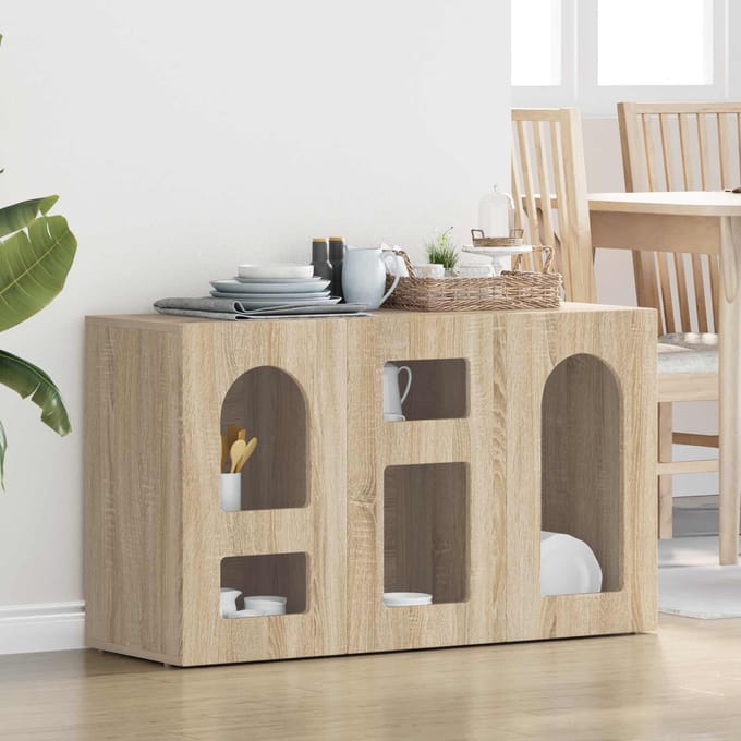 vidaXL - Dressoir - ELST - Sonoma - Eik - 100 - x - 35 - x - 59 - cm - Bewerkt - hout