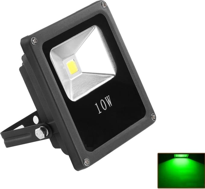 LED Bouwlamp / Schijnwerper - Groen - 10 Watt - Plat - Buitenverlichting