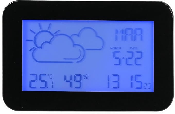 Benson Compact weerstation - thermometer en alarmklok - 11 x 7,3 cm