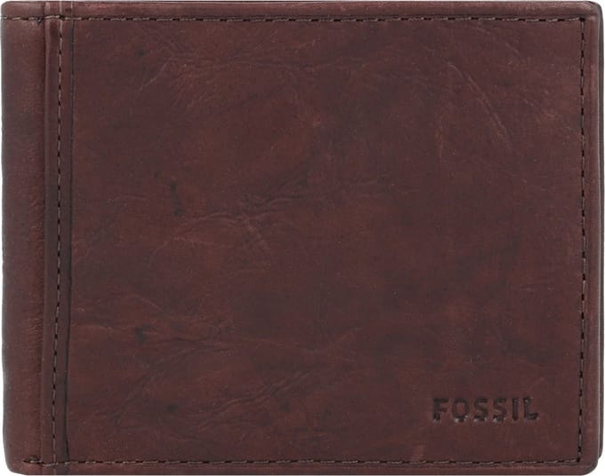 FOSSIL Leren Kaarthoes Ingram Bifold With Flip ID Brown Bruine