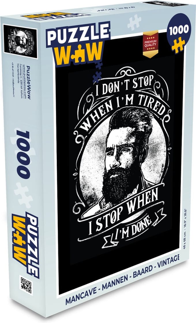 Puzzel Mancave - Mannen - Baard - Vintage - Legpuzzel - Puzzel 1000 stukjes volwassenen