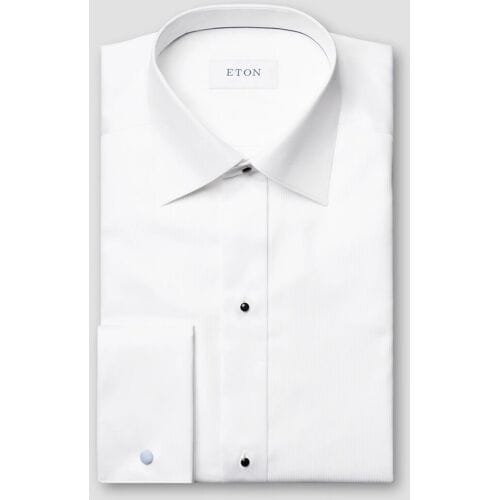 Eton Overhemd Fine Striped Bib Evening Piqué Wit / male