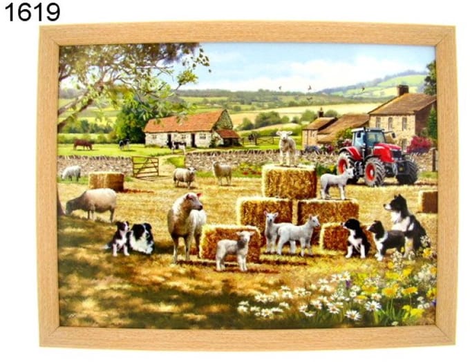 Lesser & Pavey Schootkussen schaap en collie - boerderijdesign - stevig blad