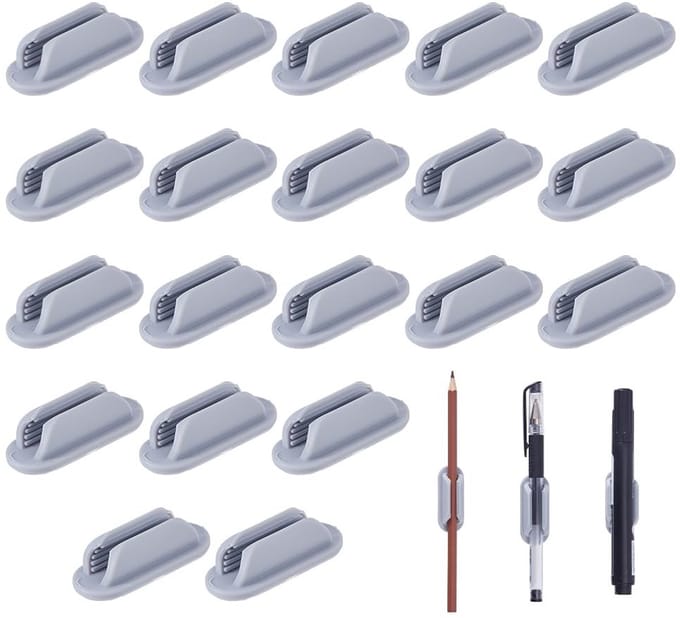 Dailygoods- Pennenhouder - 20 Stuks Zelfklevend - Grijze Siliconen