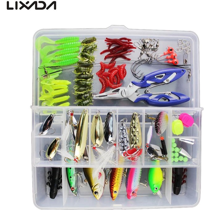 Lixada 73/101/132/232PCS Visgerei Tuig Gemengd Harde Aas Zachte Aas Visaccessoires 101pcs gray