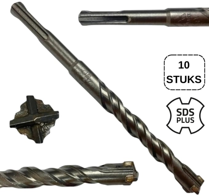 6 x 160 MM SDS-PLUS / 10 stuks / STEENBOOR MET KRUISPUNT / viersnijder