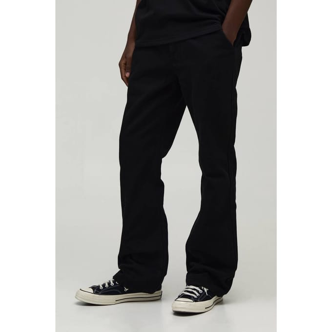 Relaxed Fit Half and Half Embroidered Cargo Trousers | Black | Size Medium
