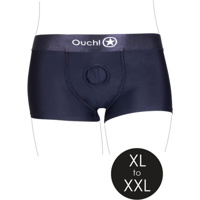 Shots - Ouch! OU825BLKXLXXL1 - Vibrating Strap-on Boxer - Black - XL/XXL