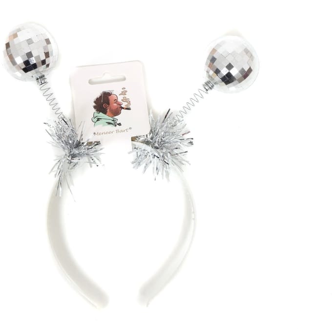 Diadeem disco bollen zilver - foute party - kerst