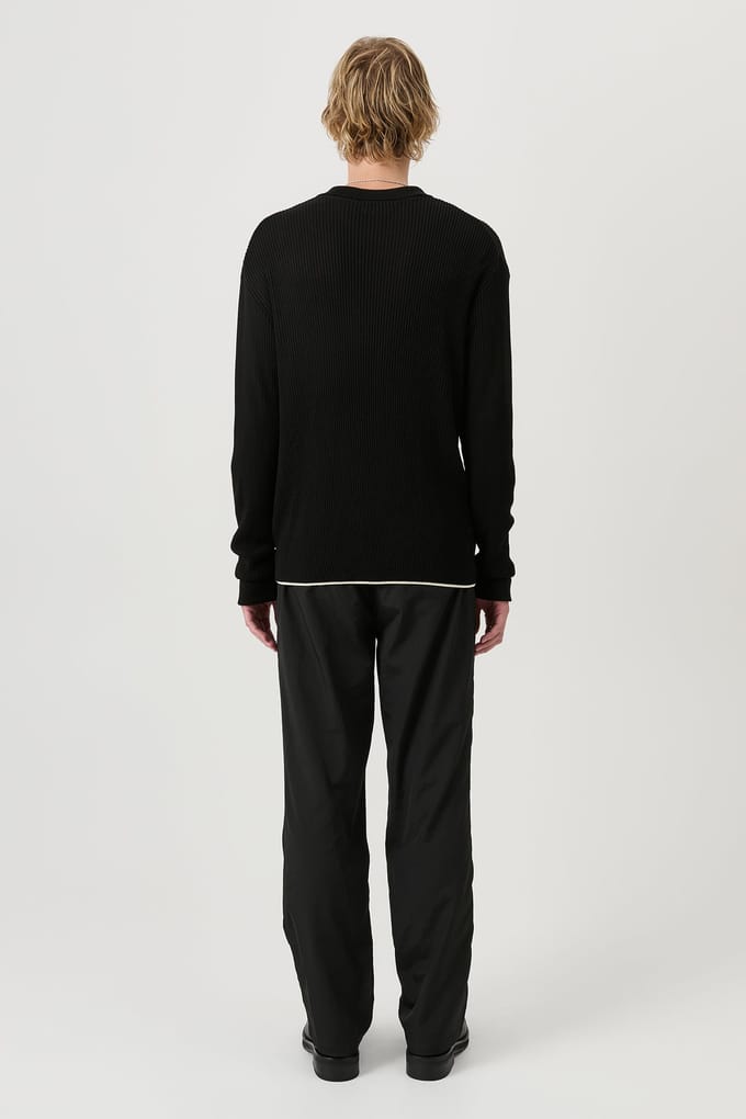 Soulland Paul Longsleeved Polo Black Multi Größe: S/M | Cardigans Outlet | Unisex | Schwarz