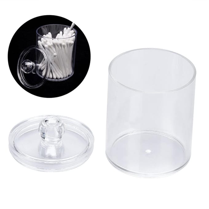 Transparante ronde wattenstaafjeshouder, acryl wattenstaafjeshouder, opbergcontainer en organizer white