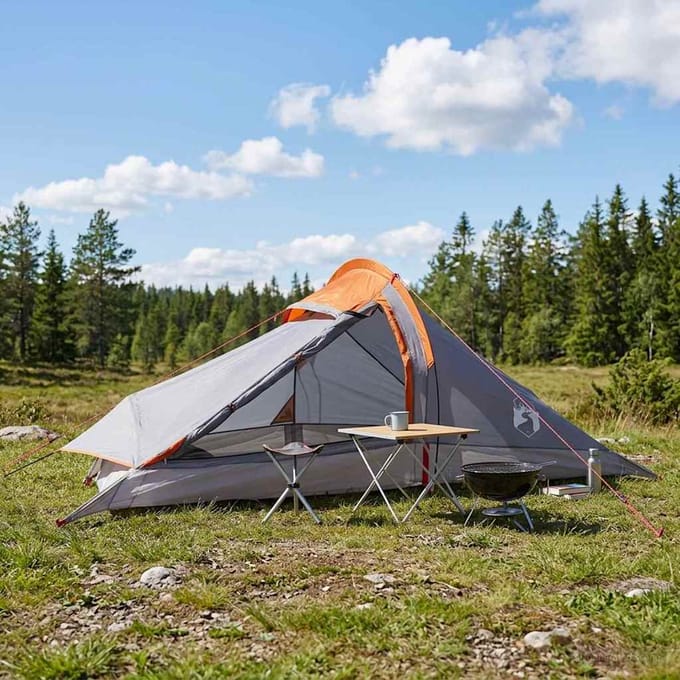 vidaXL - Backpacking - Tent - 2-persoons - Grijs - en - Oranje