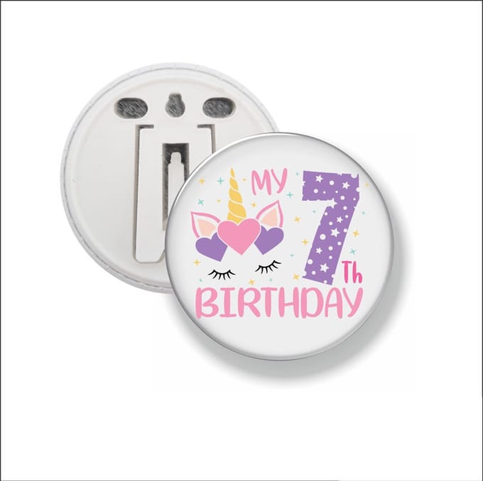 Button Met Clip 58 MM - My 7th Birthday