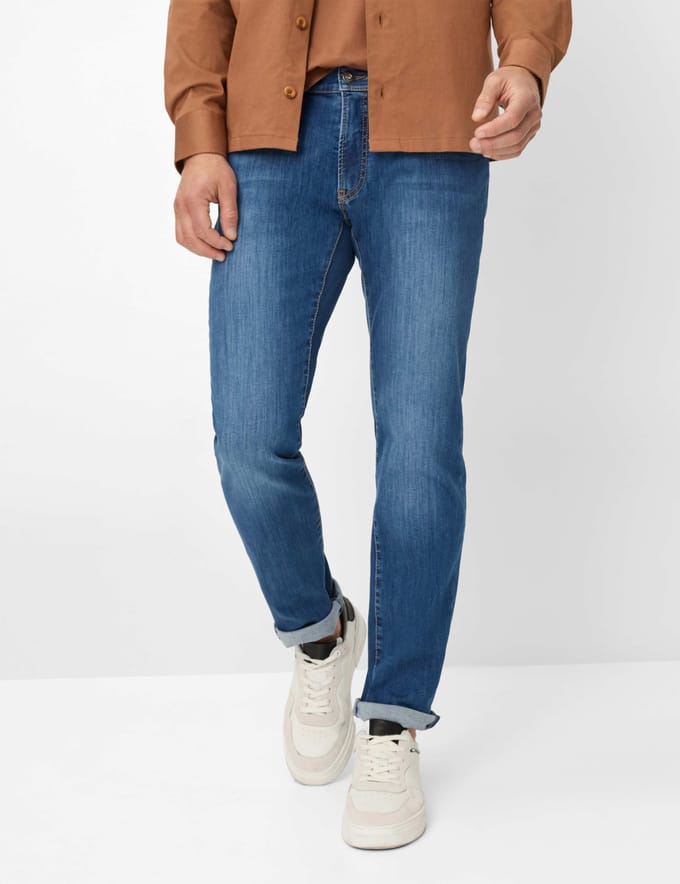 Brax Heren Jeans  Style CHUCK mid blue, denim blauw regular, maat 52/32