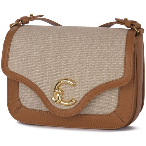 COCCINELLE Schoudertas C-Me Canvas Handbag Natural / Cuir Bruine