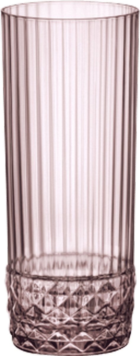 Bormioli Rocco America'20s Longdrinkglazen 40 cl / 400 ml Roze | Set van 6 Stuks | Geschikt voor Cocktails en Frisdrank | Glas | Vaatwasserbestendig