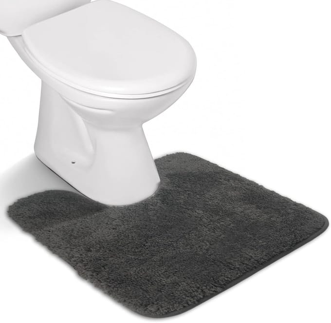 WC Mat U-vorm 50×50 cm – Hoogpolig, Antislip & Absorberend – Wasbare Badmat – Grijs