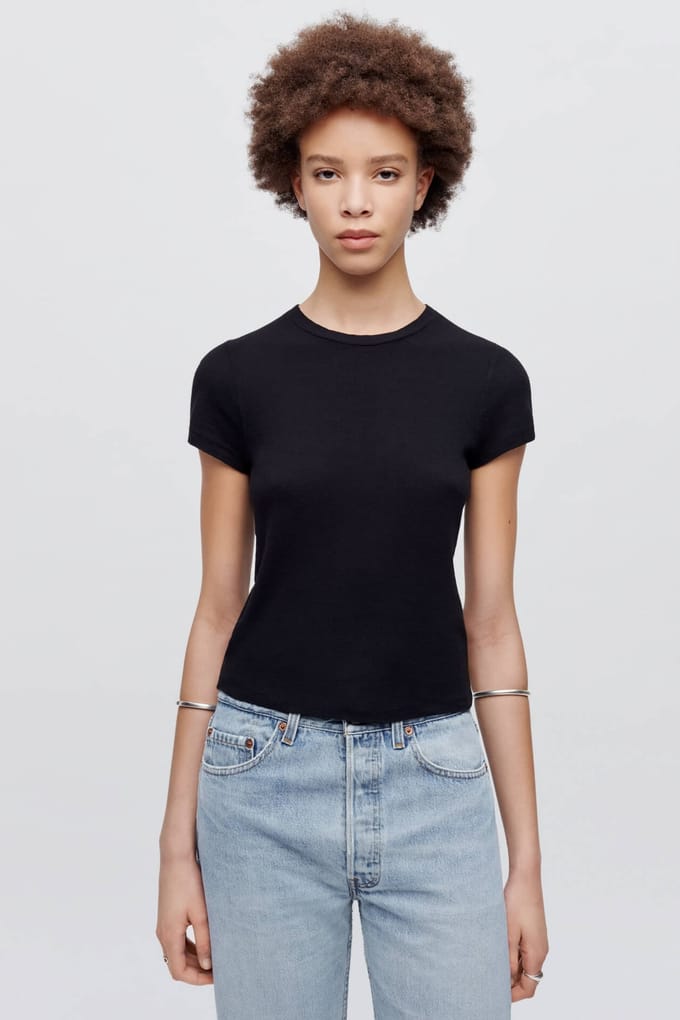 RE/DONE 90s Baby Tee Vintage Black Größe: S | Hemden Outlet | Damen | Schwarz