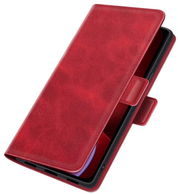 PU Lederen Wallet Hoesje met Sluiting geschikt voor iPhone 15 Pro Max - rood