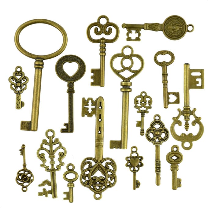 Pendentif clé mixte, résultats de bricolage, breloques antiques en Bronze à la mode, 50 pièces bronze