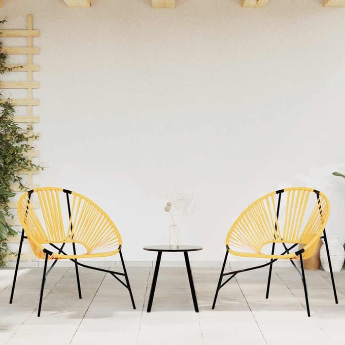 vidaXL - Tuinstoel - Egg - poly - rattan - zwart - en - geel