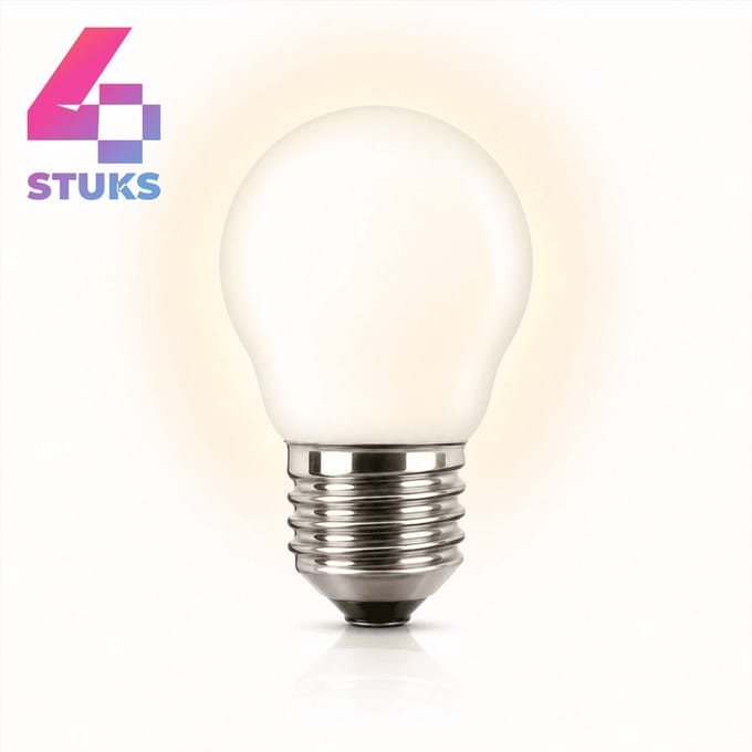 4x Kogel Gloeilamp E27 - 60W - Warm Wit Licht (2700K) - 540 lm - 1 jaar - Dimbaar