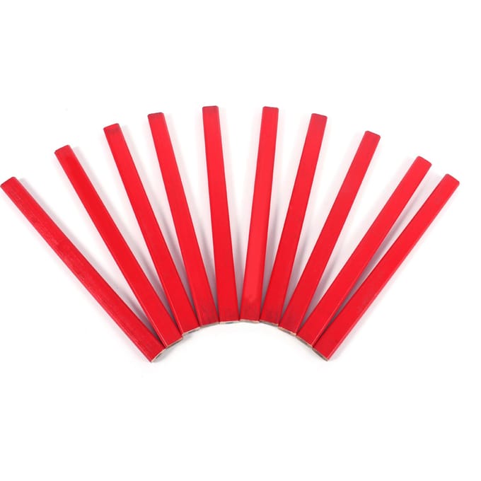 10 stuks/pak 175 mm achthoekig hard rood timmermanspotlood voor houtbewerking orange