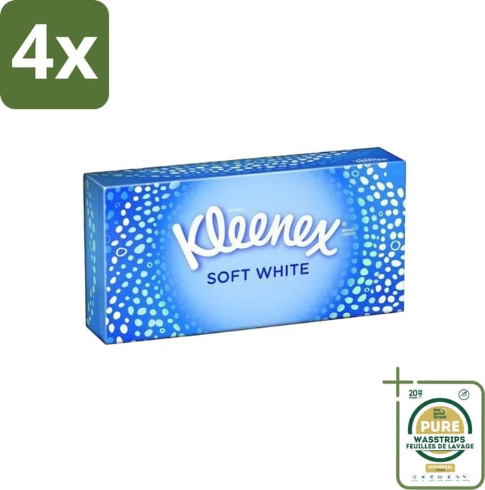 Kleenex - Tissues - Soft White - 70 Tissues - Voordeelverpakking - 4 stuks - Zachte tissues - Tissues voor verkoudheid