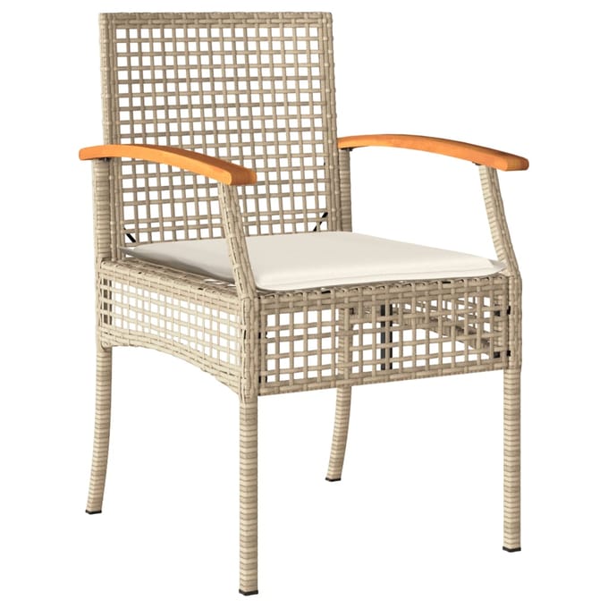 vidaXL - 7-delige - Tuinset - met - kussens - poly - rattan - beige