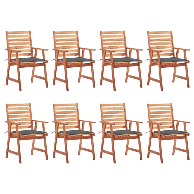 vidaXL - Tuinstoelen - 8 - st - met - kussens - massief - acaciahout