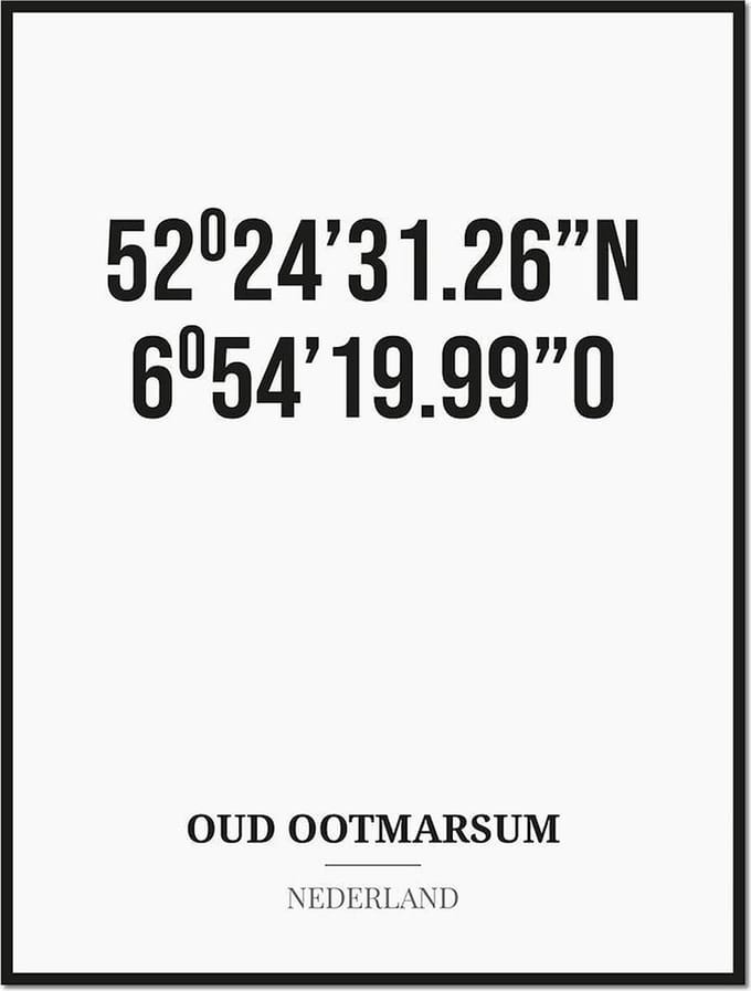 Poster/kaart OUD OOTMARSUM met coördinaten
