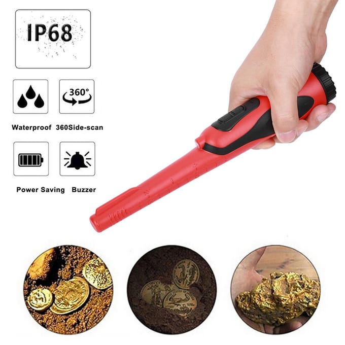 HS-16 IP68 Hoge Gevoeligheid Draagbare Handheld Metaalscan Locator Metaaldetector PinpointerRood oranje