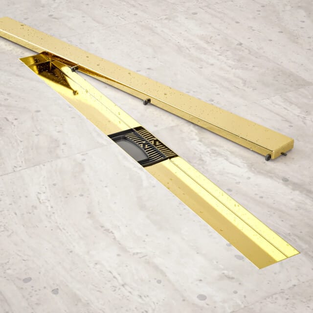 Douchegoot - 80cm - Goud - Tegelrooster - RVS - Met Flens