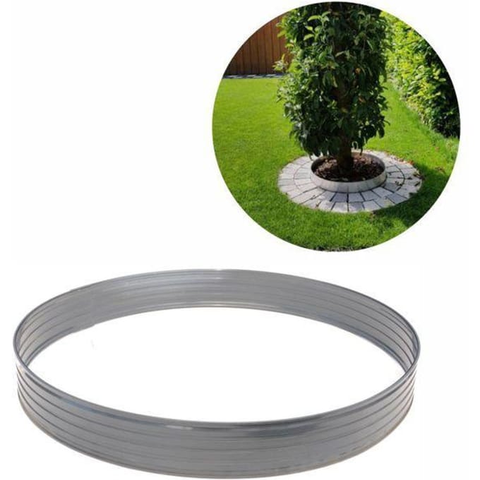 Aluminium boomring hoogte 100 mm diameter 0,8 m ronde rand voor tuin bloembed gazon grijs