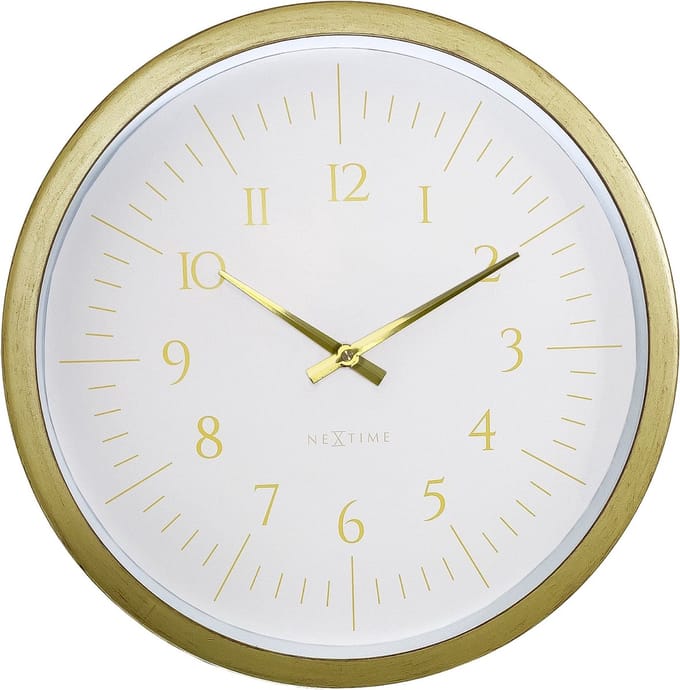 Wandklok 40 cm-Goud/Wit-Plastic-NeXtime 'Galaxy'
