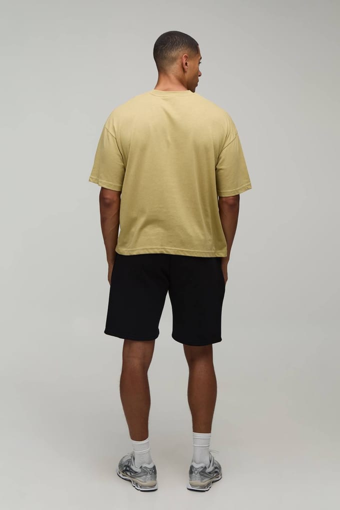 Basic Oversized Boxy T-shirt Met Ronde Hals | Khaki | Size Small