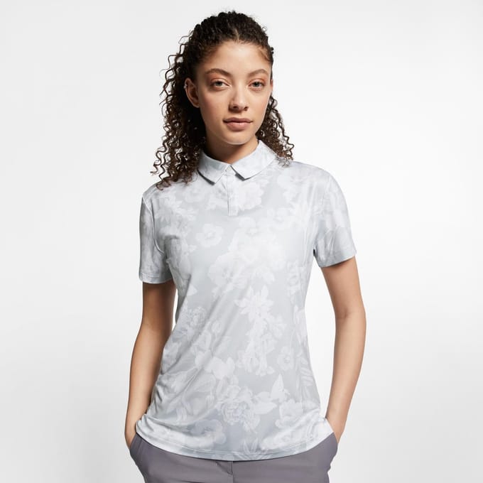 Nike Dri-Fit Aop Sport Polo - Maat S - Dames - Pure Platinum/White