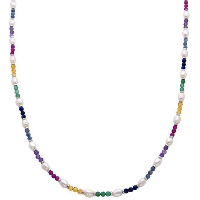 Luxenter Sterling Zilver 925 ketting met Multicolour Gerhodineerd Kristal - Biroal