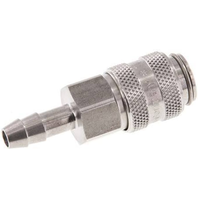 RVS DN 5 Luchtkoppeling Snelkoppeling 6 mm Slangpilaar