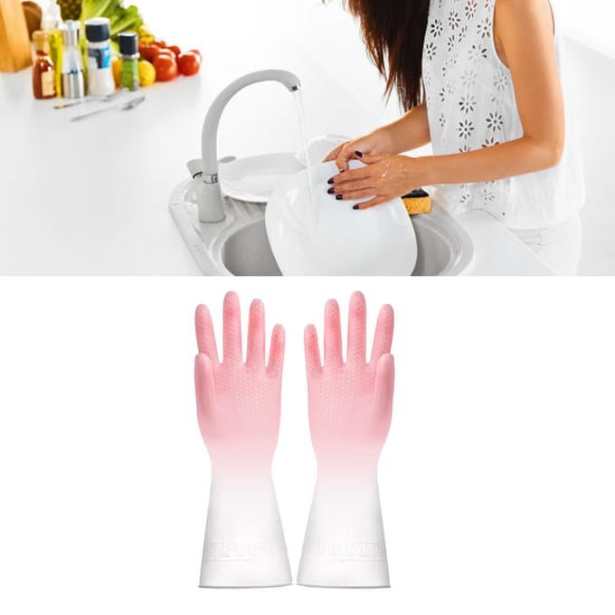 Gants de Cuisine Réutilisables Ajustés Multifonctionnels Vaisselle Nettoyage Imperméables Durables Ménagers rose