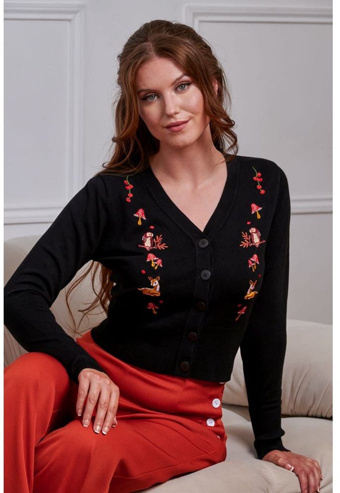 Banned - Nara Forest Friends Cardigan - S - Zwart