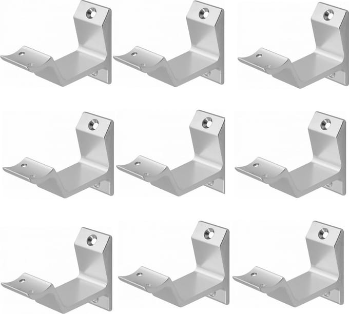 Hermeta leuninghouder 3542-01 - Aluminium - Opschroef - Hol zadel - Naturel - 9 stuks