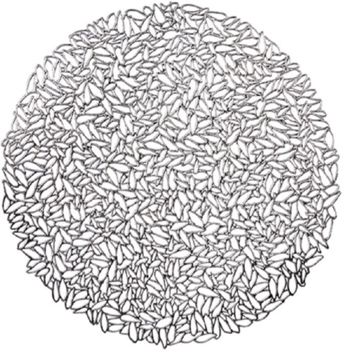 Krist+ Placemat metallic zilver rond D38 cm - kunststof - feestelijk - decoratief - makkelijk schoon te maken