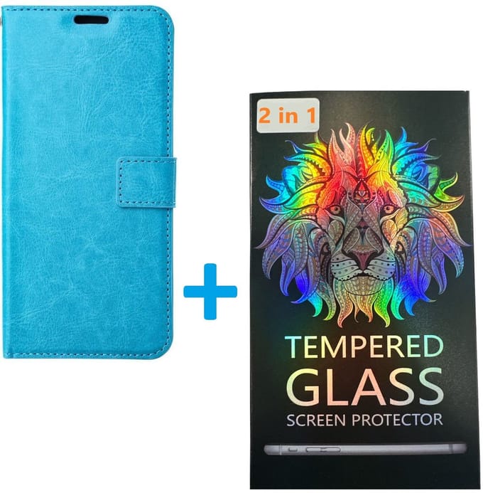 Portemonnee Book Case Hoesje + 2x Screenprotector Glas Geschikt voor: Samsung Galaxy S24 Plus - Turquoise
