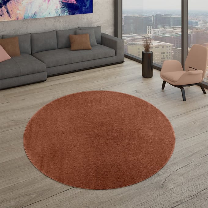 Woonkamertapijt Kurflor effen design modern en tijdloos 160 x 160 cm Rond 160 x 160 cm Rond rood