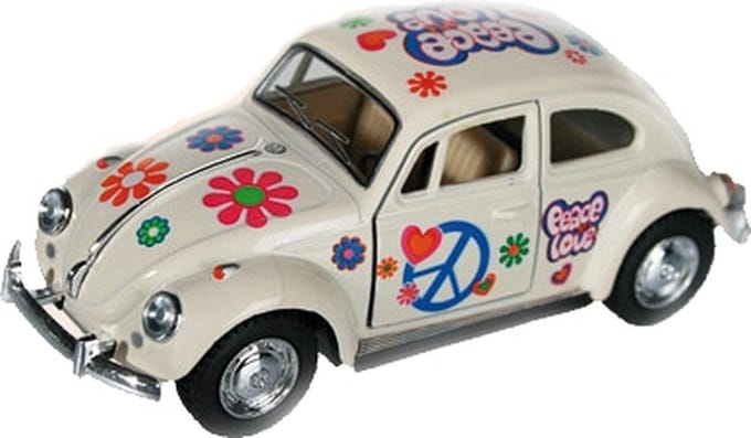 Volkswagen Kever Modelauto - Wit - Metaal - Flower Power Edition