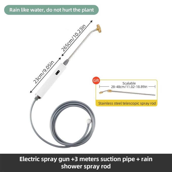 Baguette d'arrosage en acier inoxydable avec 3 jets réglables et opération facile en un clic, électrique Type-3