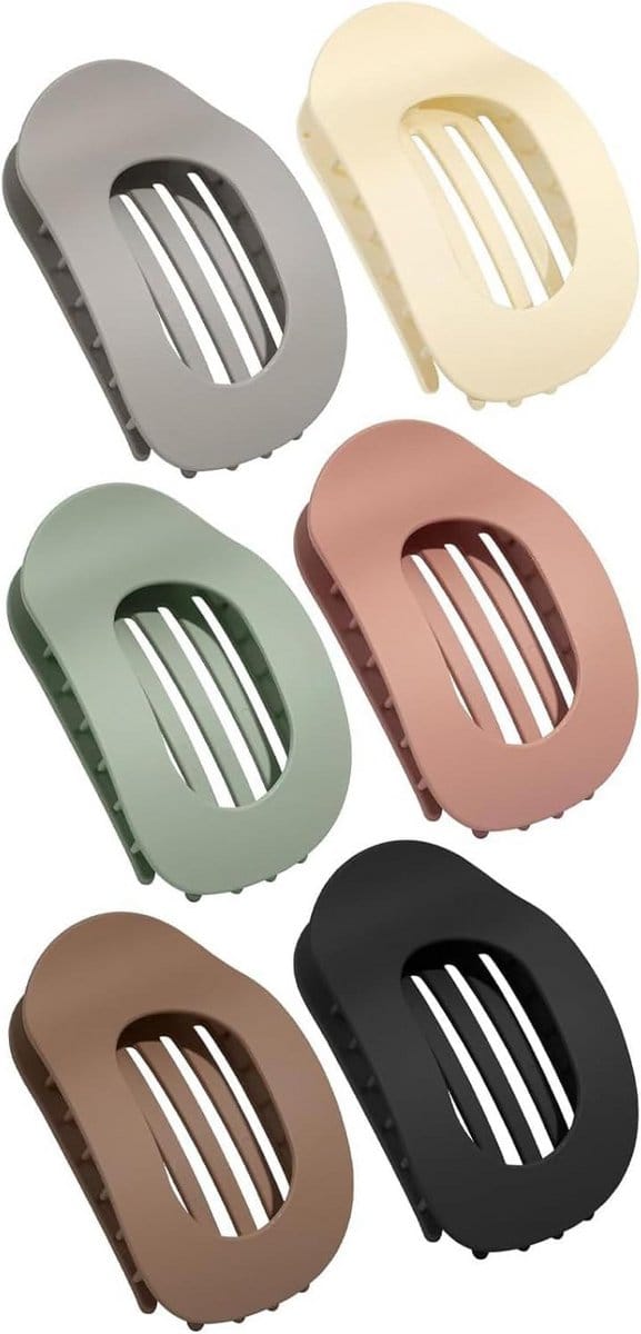 Set van 6 Platte Haarclips Zonder Glans voor Dik en Krullend Haar